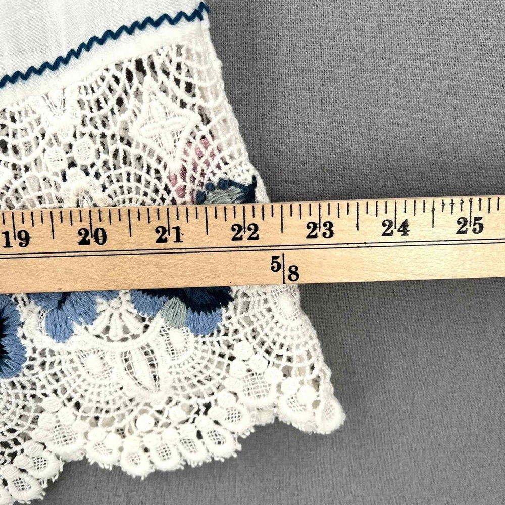 CALYPSO ST BARTH Crochet Embroider Top Women Small White Blue Boho Floral Retro - Picture 16 of 16